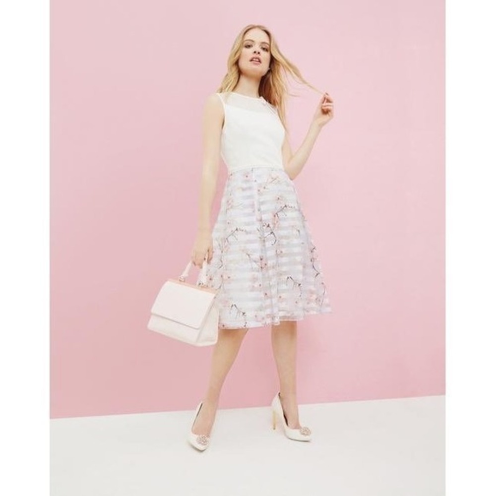Ted Baker Monah Oriental Blossom contrast dress